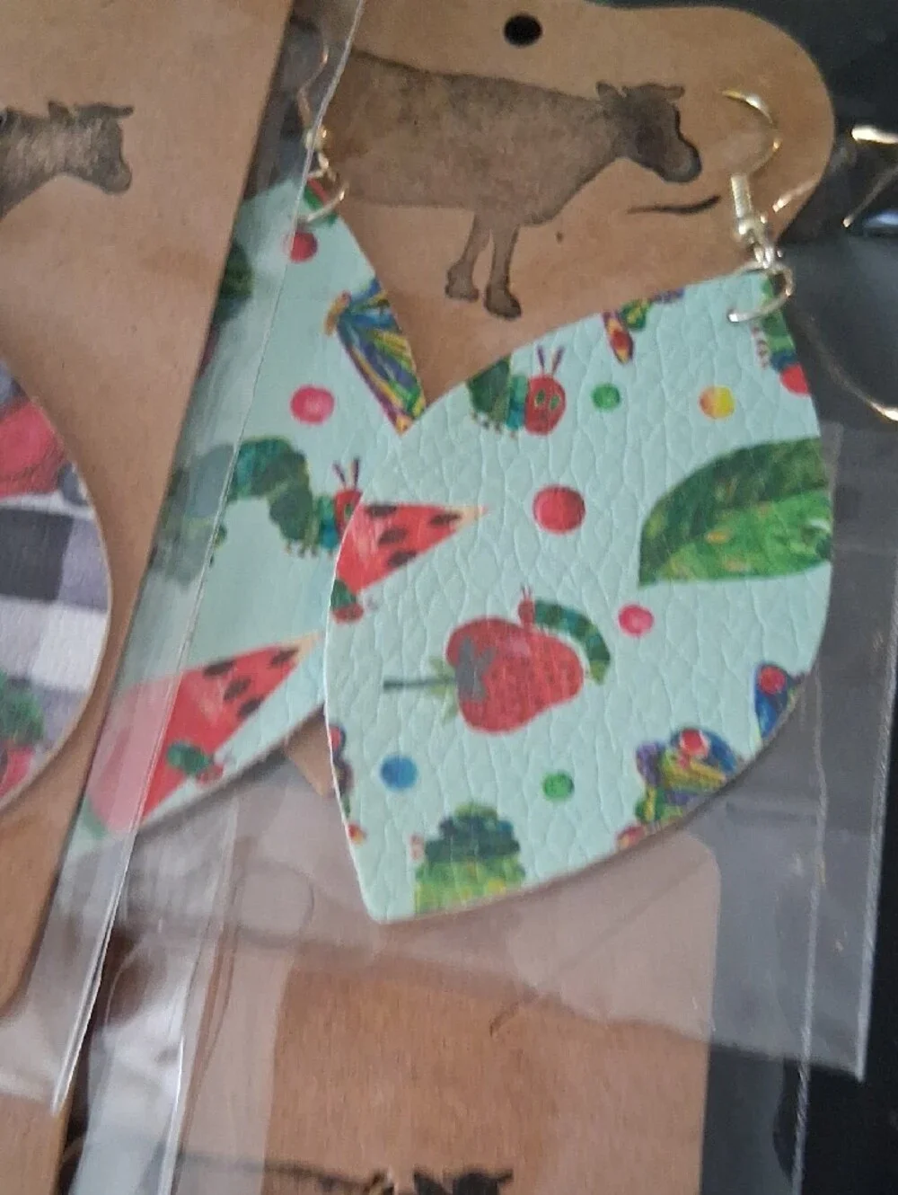 8 Pairs Christmas Tree & Red Pattern Lightweight Teardrop Earrings.